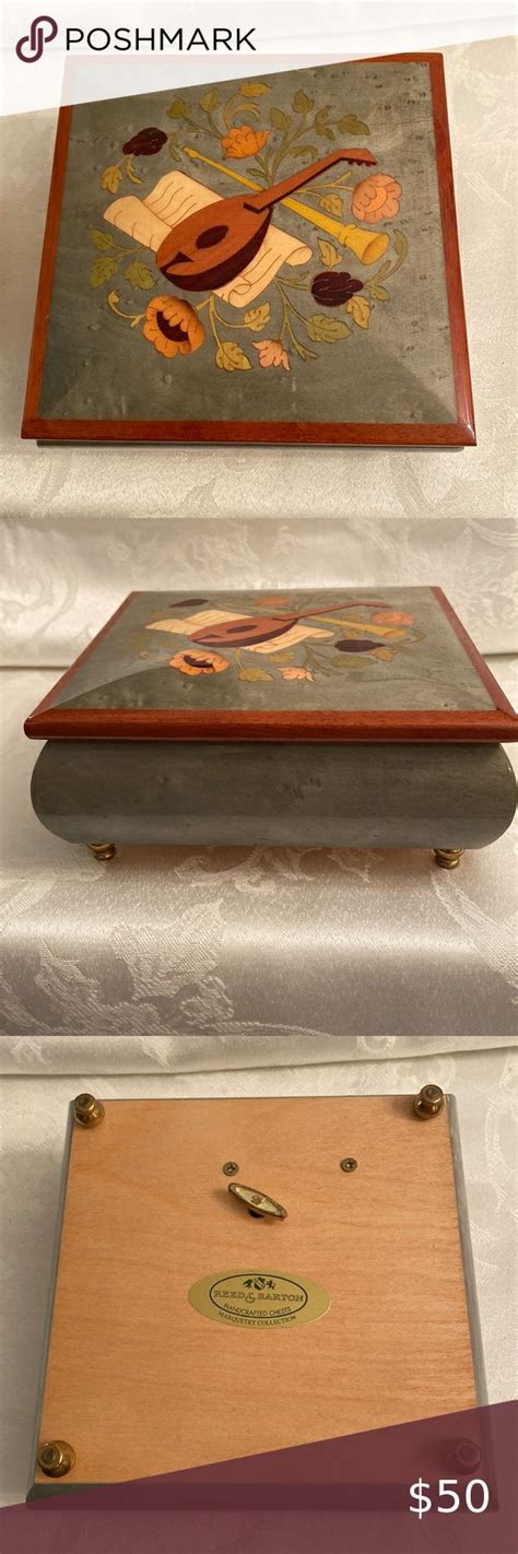 vintage reed and barton hand crafted marquetry music box 